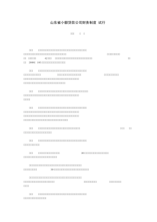 山东省小额贷款公司财务制度