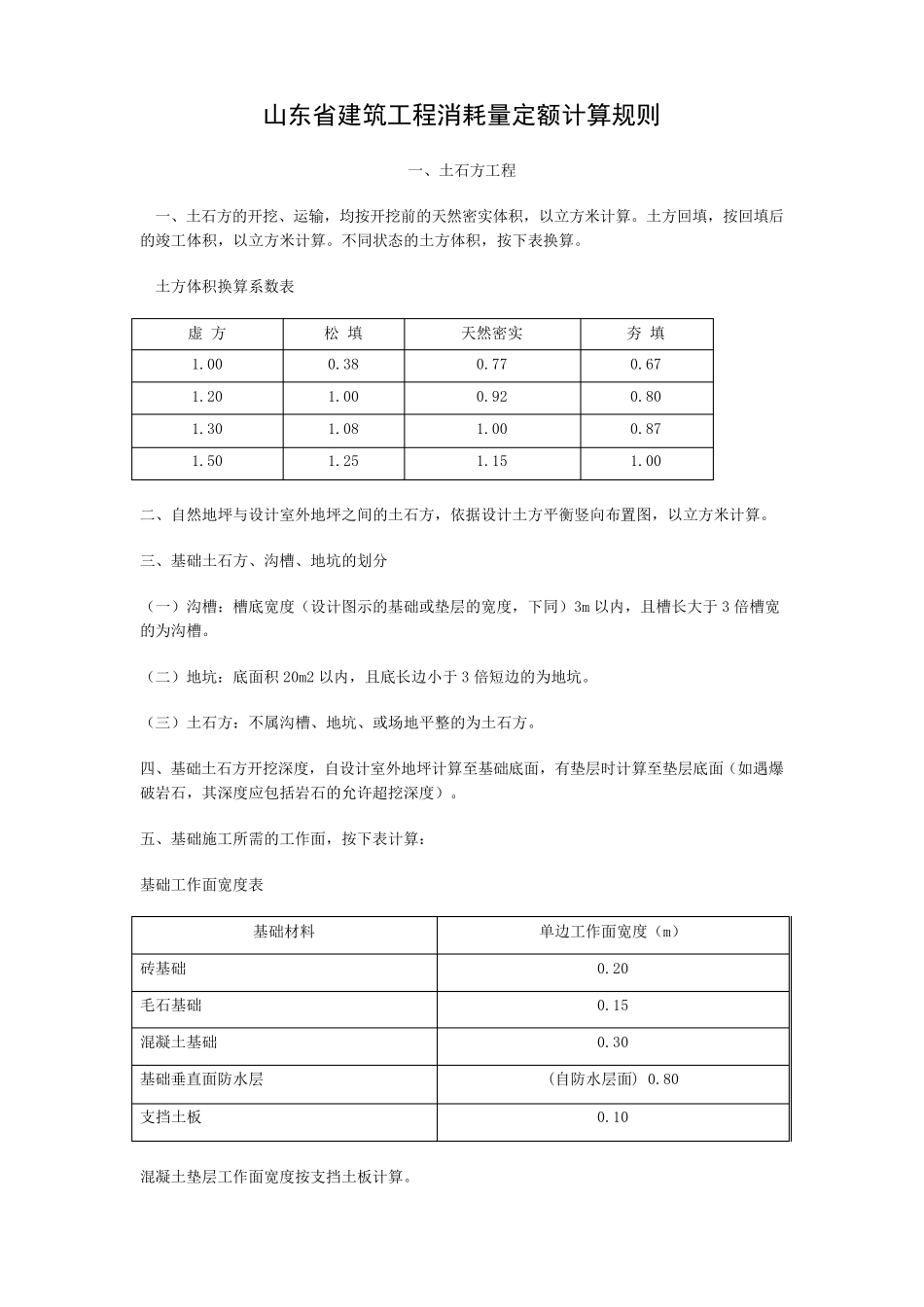 山东省建筑工程消耗量定额计算规则_第1页