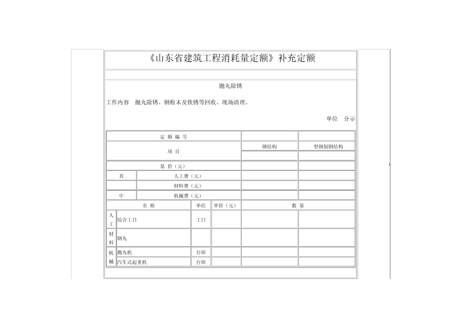 山东省建筑工程消耗量补充定额_第1页