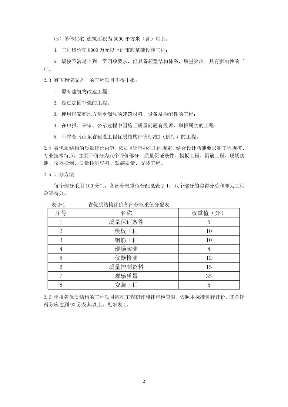山东省建设工程优质结构评审标准_第2页