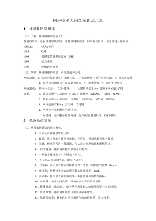 山东省春季高考网络技术知识点大全