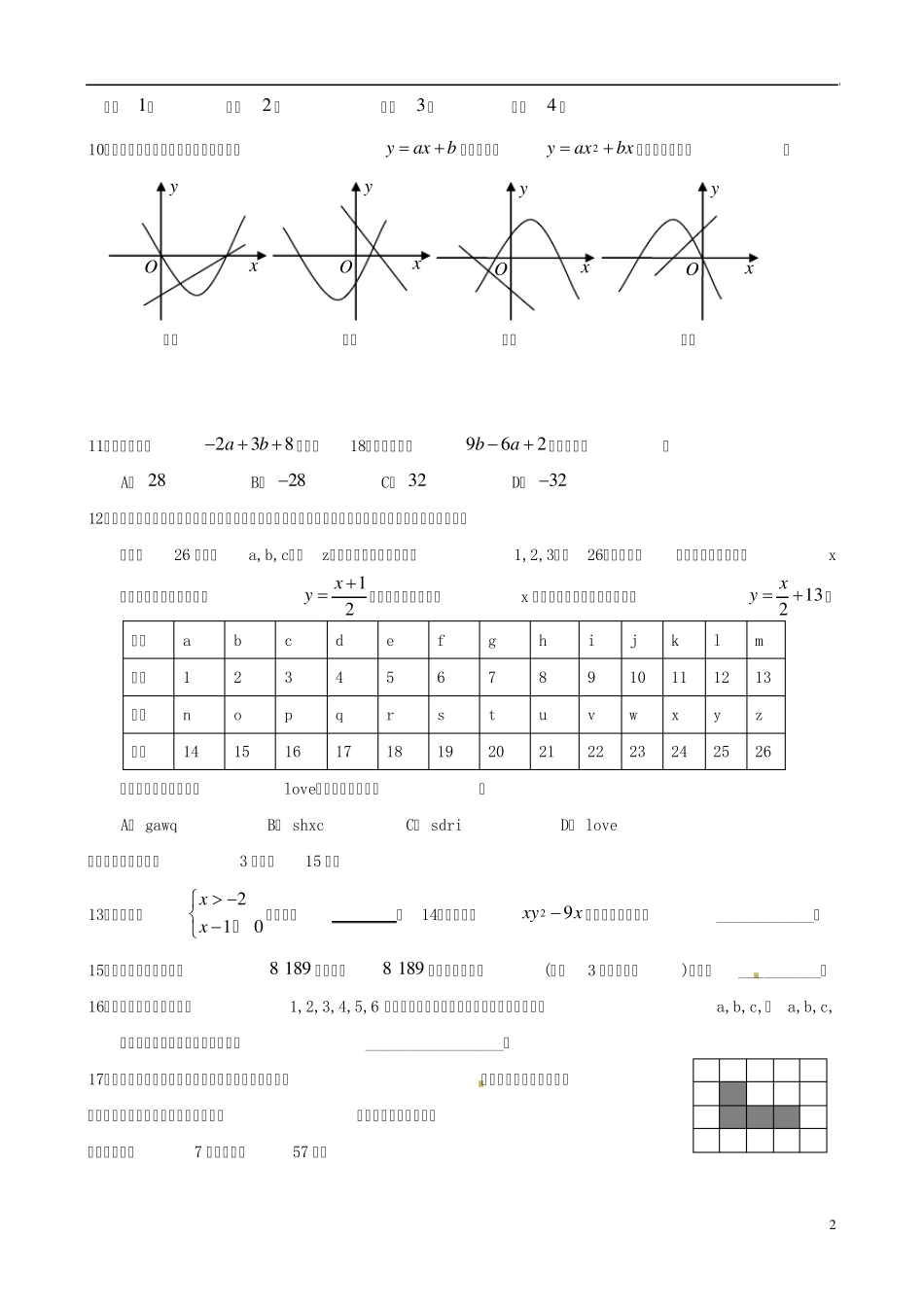 山东省济南市2014年中考数学模拟试题四_第2页