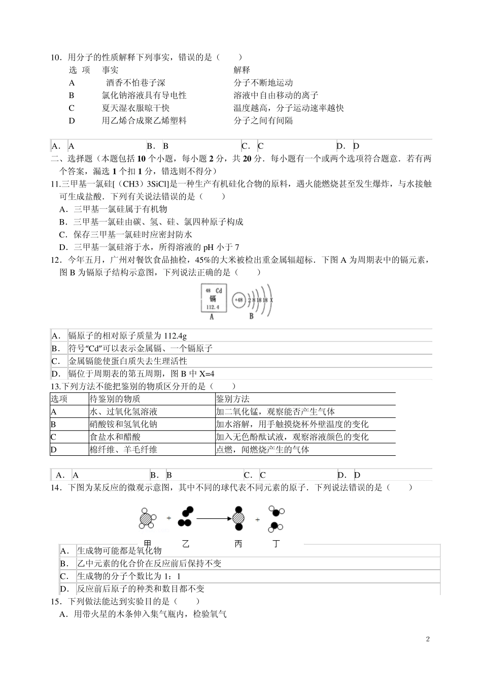 山东省烟台市2013年中考化学试卷(word)附答案_第2页