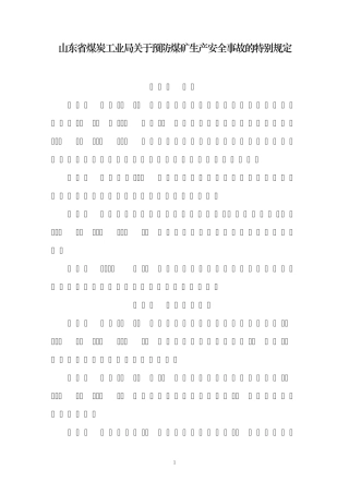山东省煤炭工业局关于预防煤矿生产安全事故的特别规定