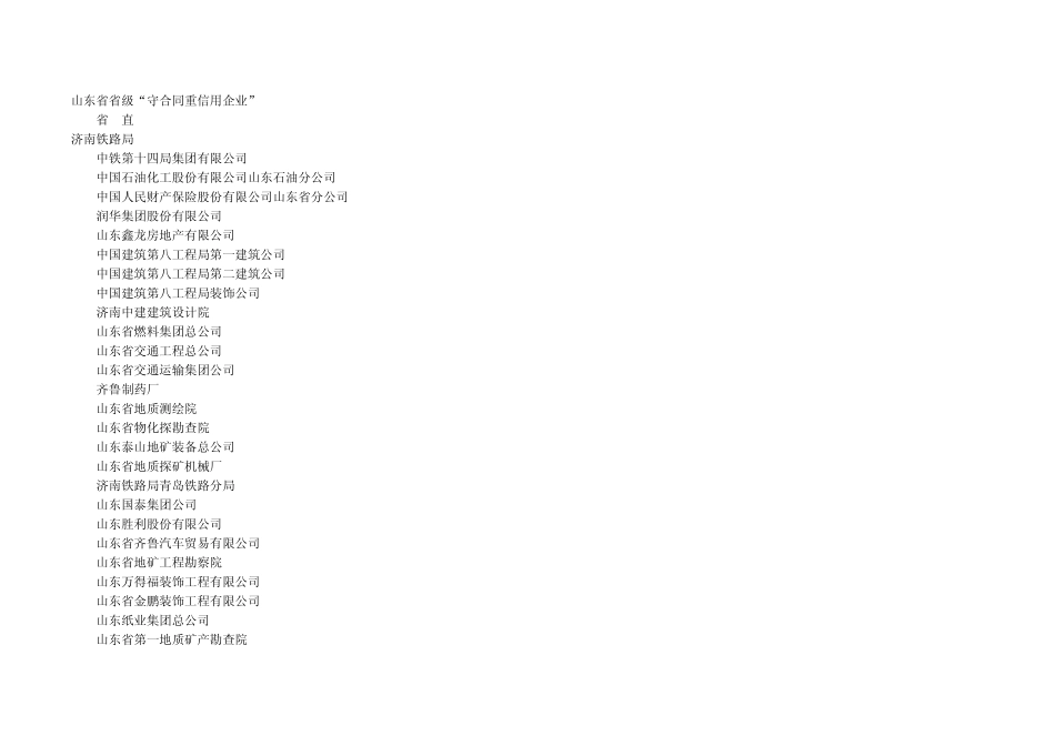 山东省省级“守合同重信用企业”_第1页