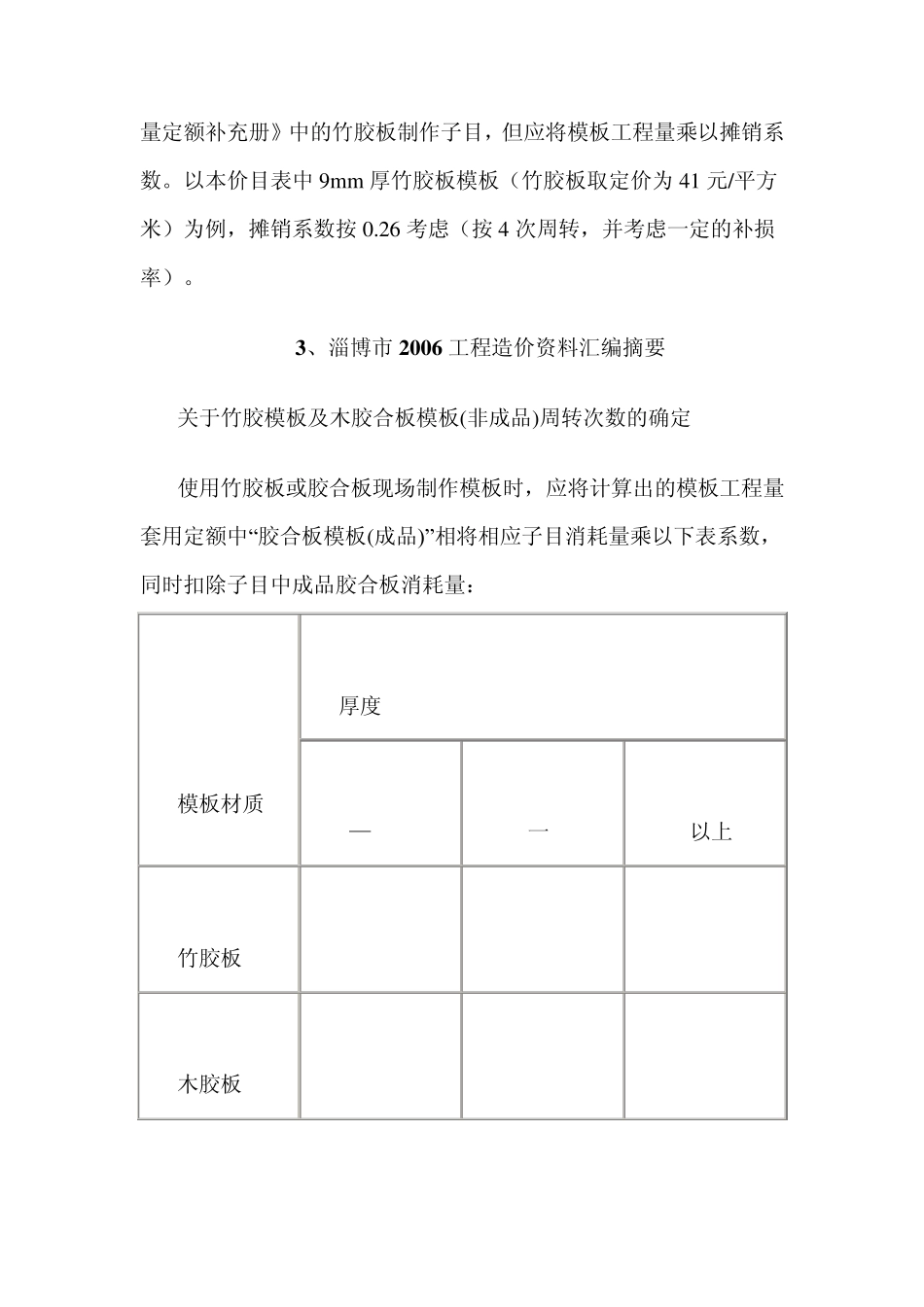 山东省竹胶板模板制作的工程量计算规则_第3页