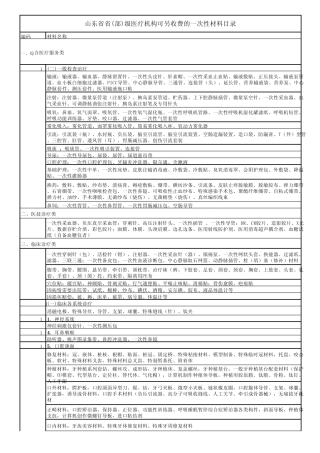 山东省驻济省(部)属医疗机构医疗服务价格(修订本)