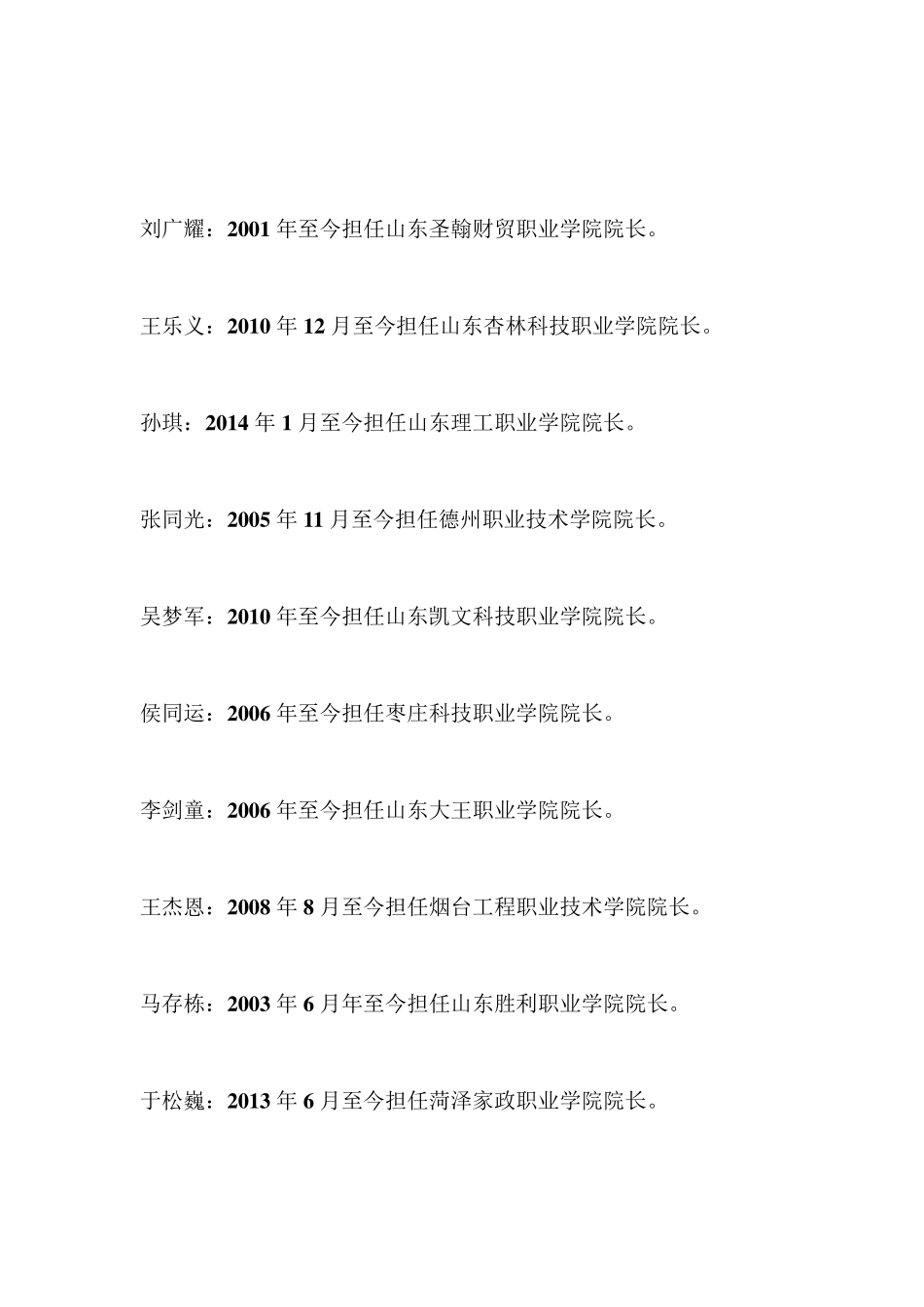 山东省高等院校历任校(院)长及任期时限_第2页