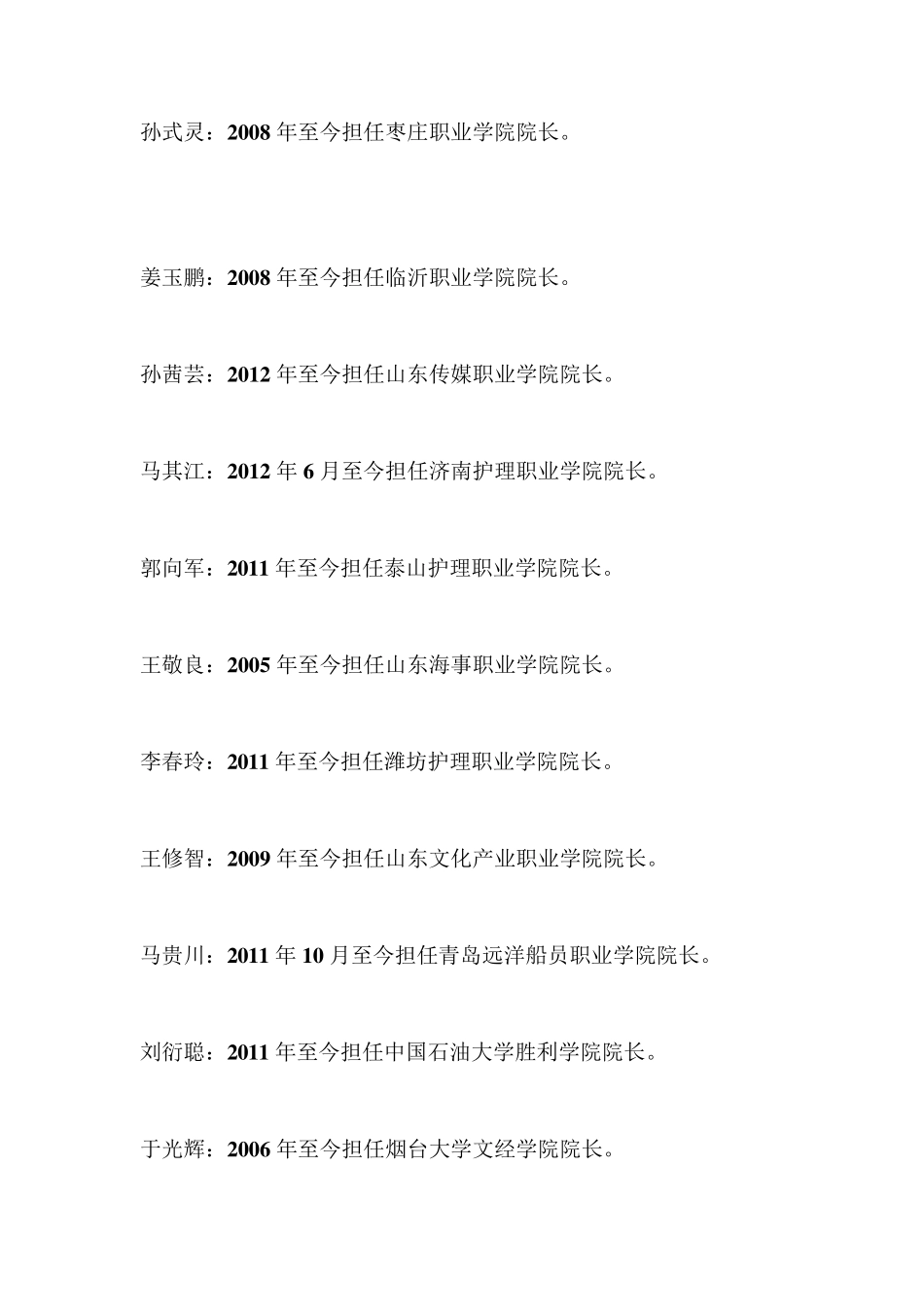 山东省高等院校历任校(院)长及任期时限_第3页