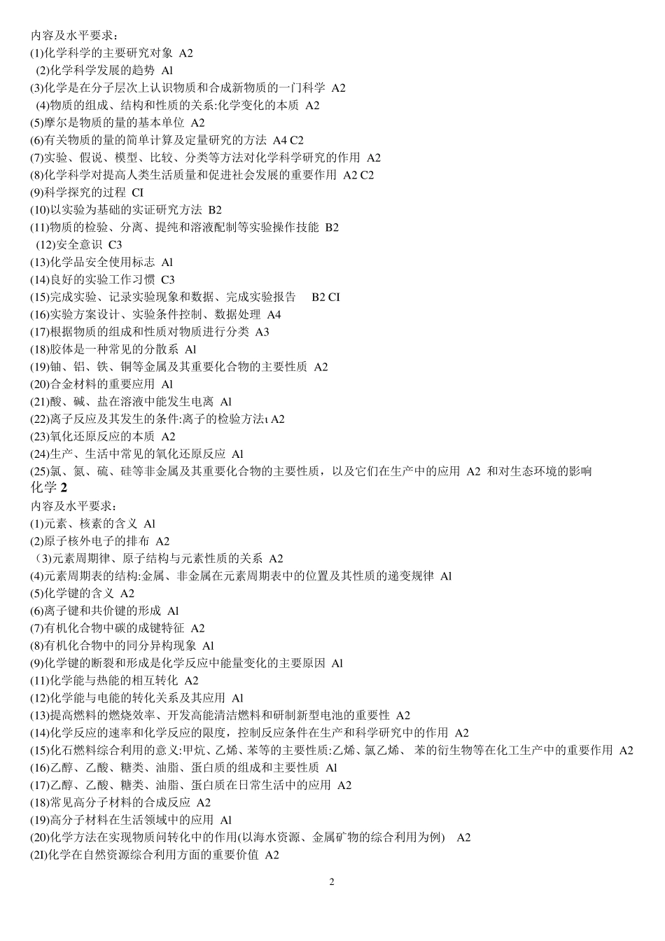 山东高中会考大纲(化学)_第2页