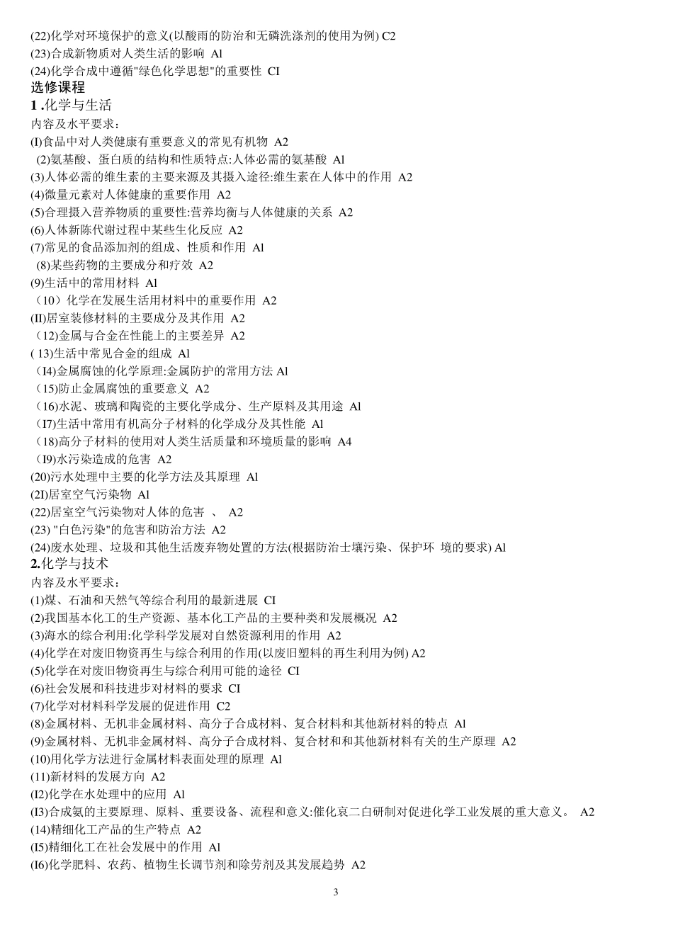 山东高中会考大纲(化学)_第3页