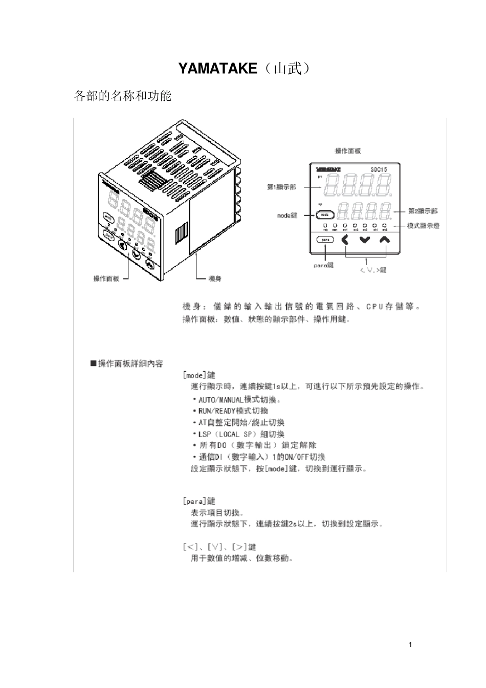 山武温控器说明_第1页