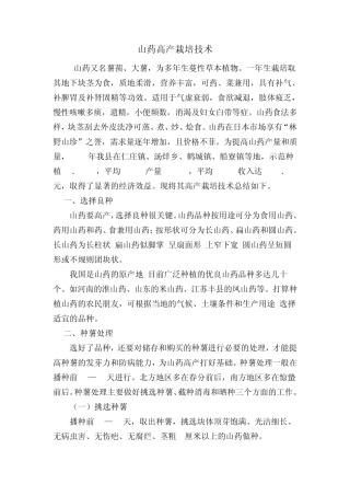 山药高产栽培技术