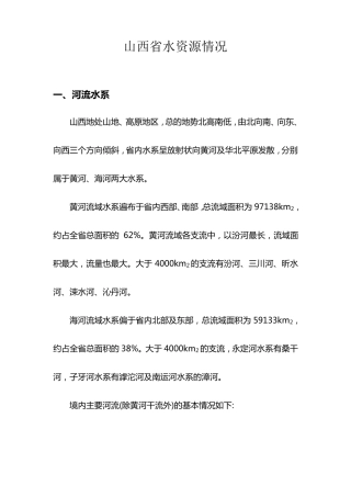 山西省水资源情况