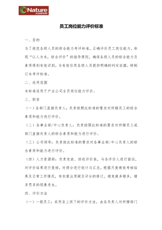 岗位能力评价标准