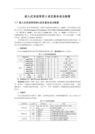 嵌入式系统常用C语言基本语法概要
