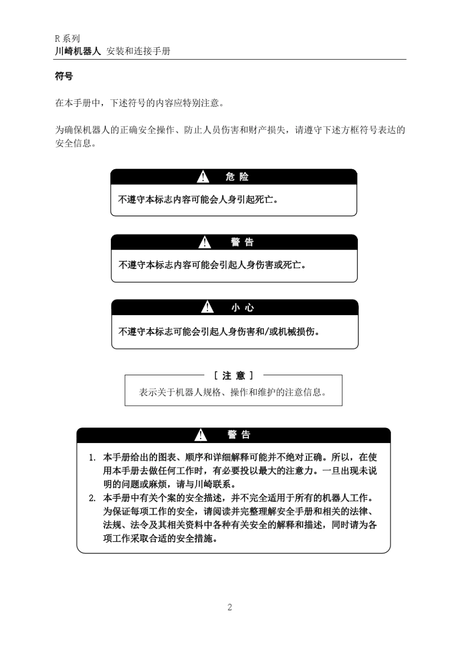 川崎机器人R系列手臂安装连接手册_第3页