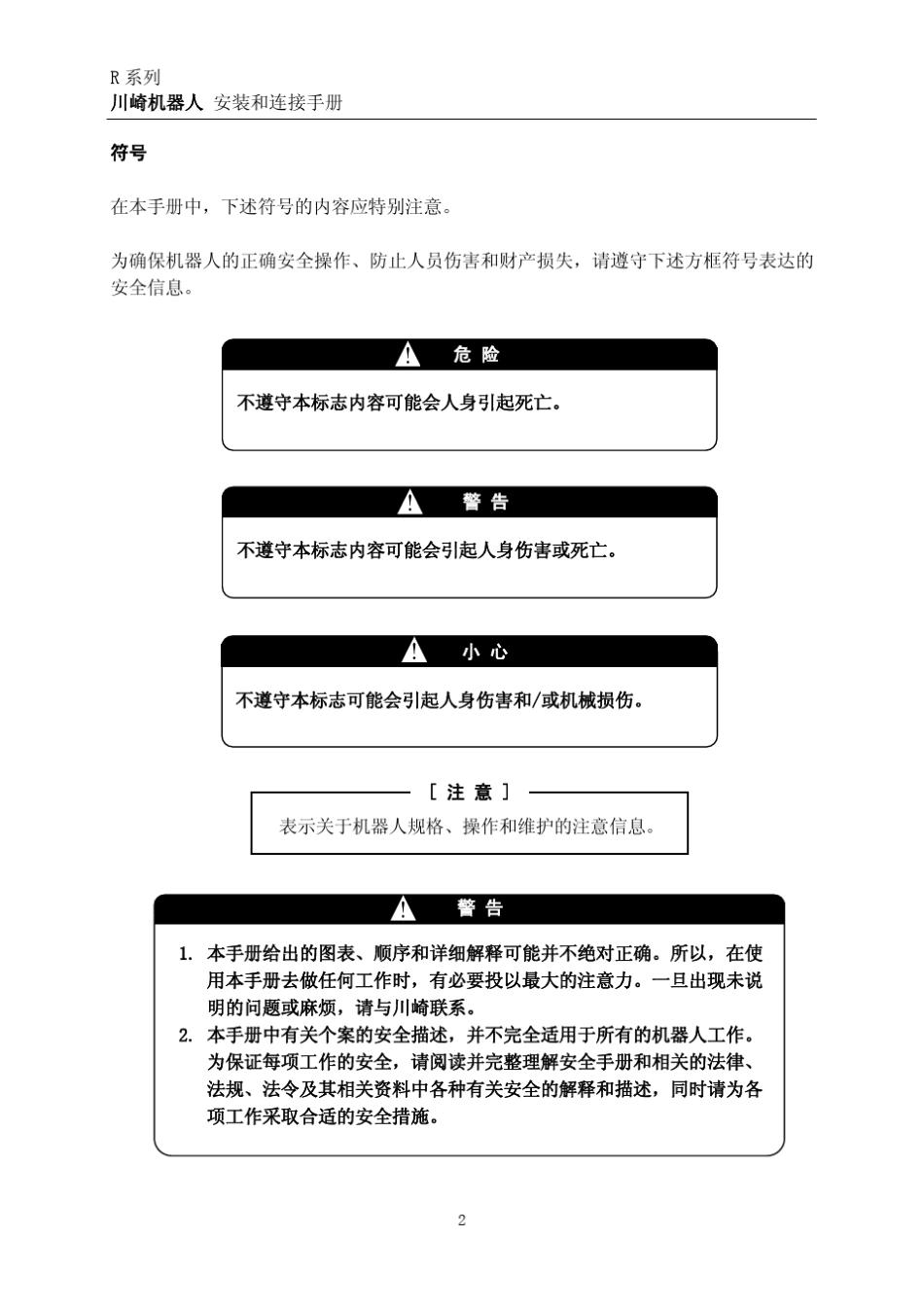 川崎机器人R系列安装与连接手册_第3页