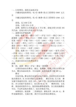 川藏线自驾攻略