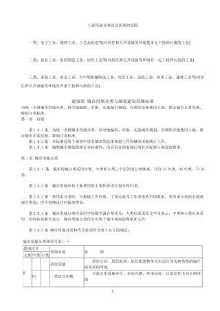 工业用地分类以及各类的范围
