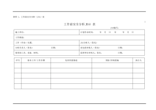 工作安全分析(JSA)模板