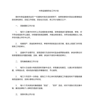 2025年村务监督委员会工作计划