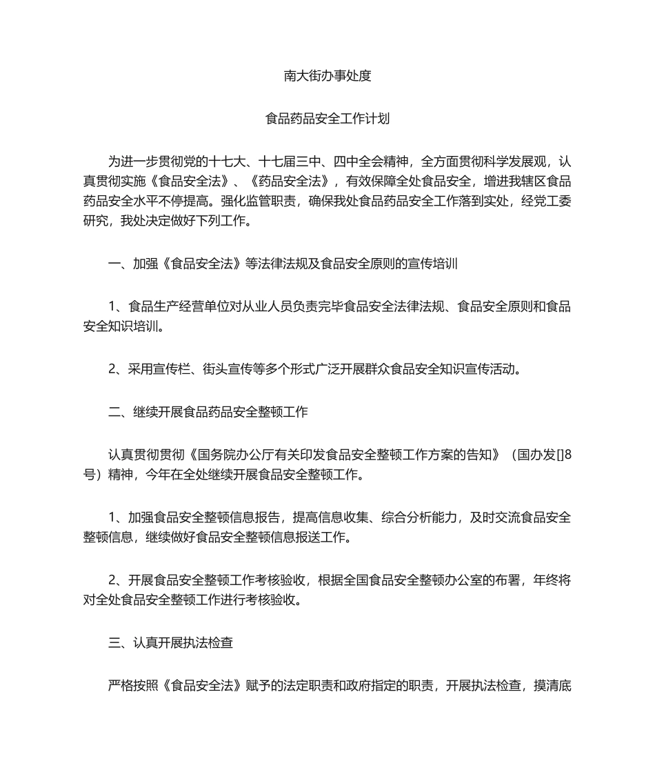 2025年食品药品工作计划_第1页