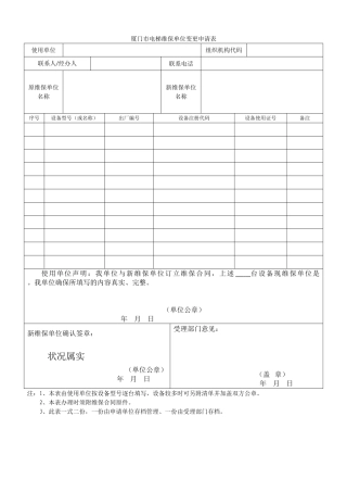 2025年维保单位变更申请表