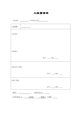 2025年工程量清单范本