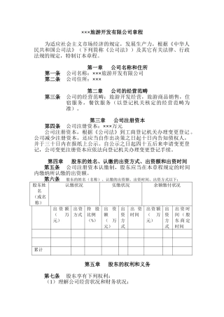 2025年旅游公司章程