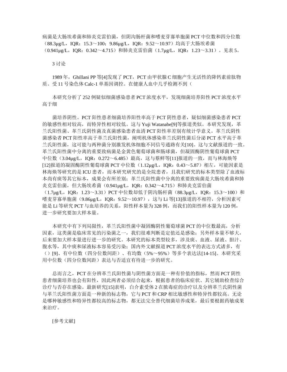 2025年降钙素原在区分细菌培养阳性主要致病菌中的意义_第3页