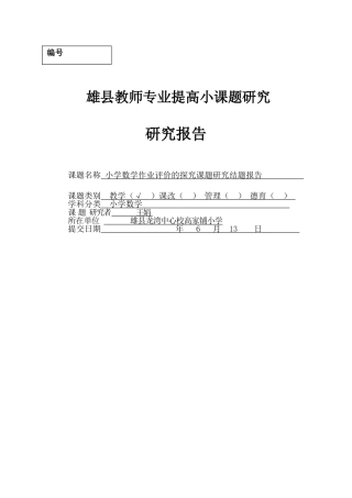 2025年小课题研究报告