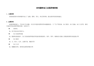 2025年肉鸡屠宰加工过程异物控制