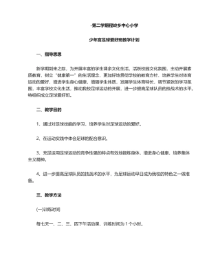 2025年小学足球教学计划