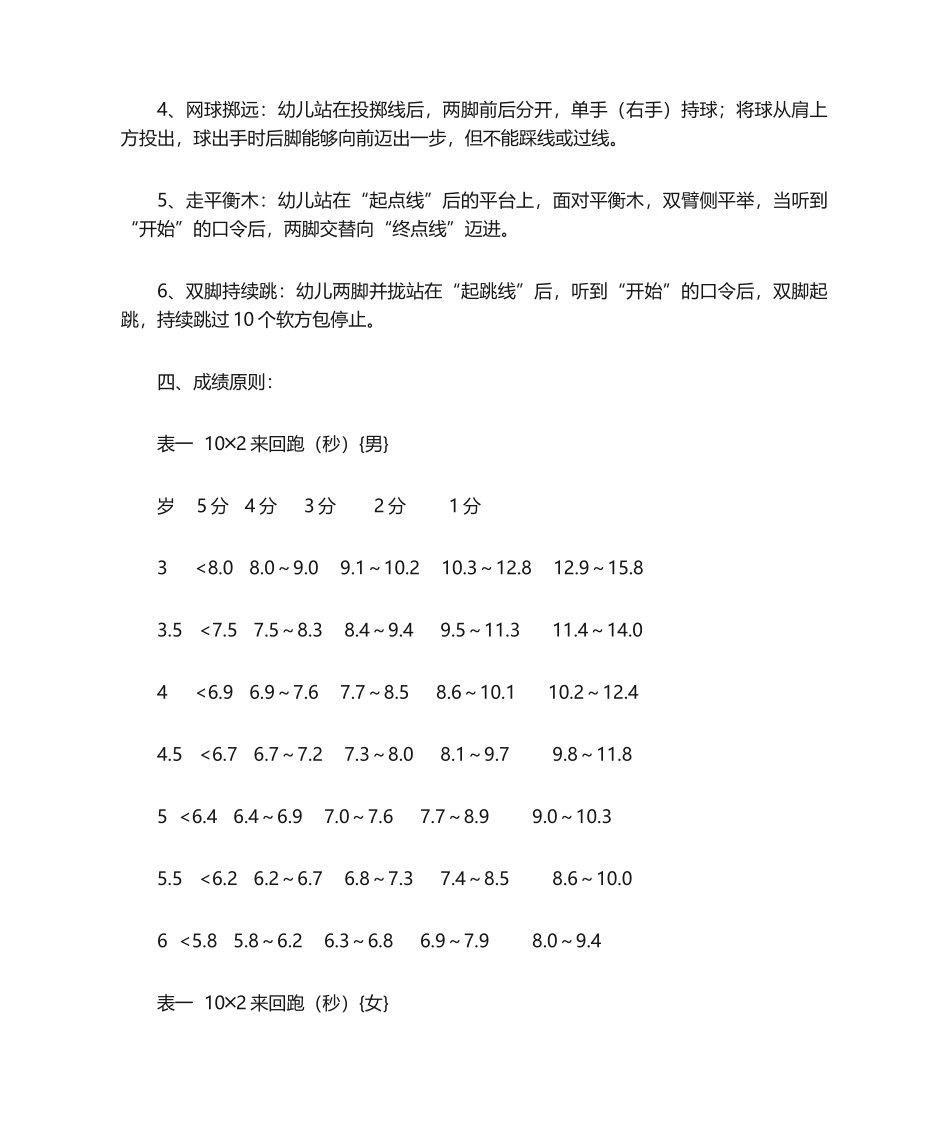 2025年幼儿体能检测项目及标准_第2页