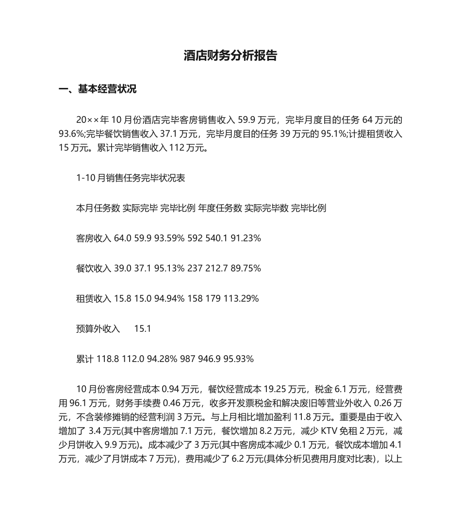2025年酒店财务分析报告_第1页