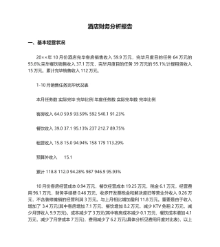 2025年酒店财务分析报告