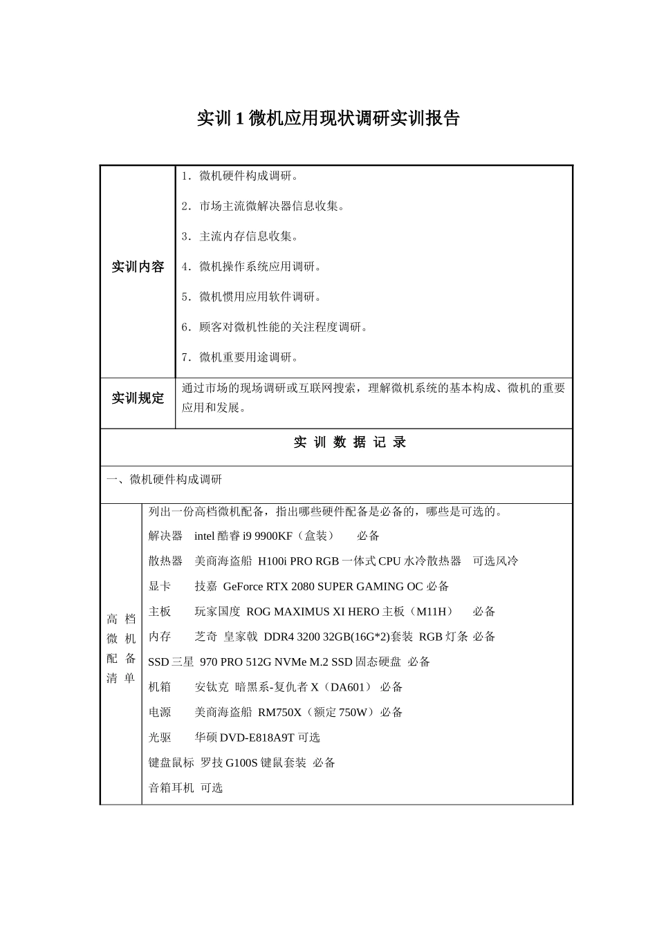 2025年实训微机应用现状调研实训报告_第1页