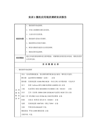 2025年实训微机应用现状调研实训报告