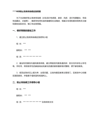 2025年校园预防各类传染病应急预案