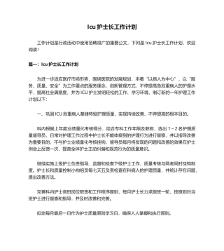 2025年Icu护士长工作计划