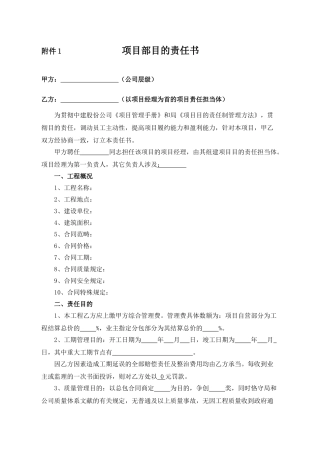 2025年项目目标责任书