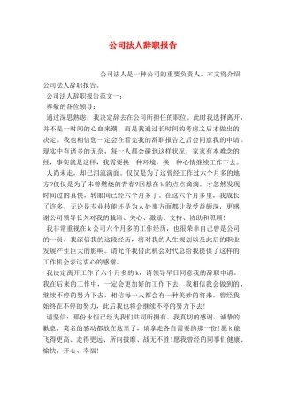 2025年公司法人辞职报告