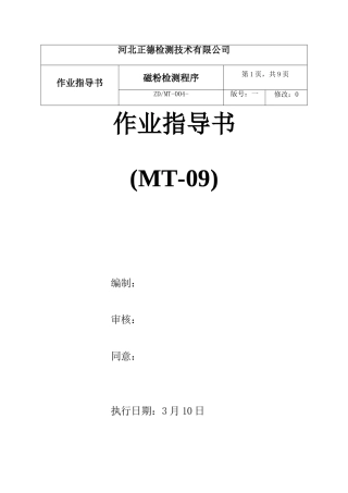 2025年磁粉检测作业指导书