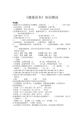2025年健康读本测试题