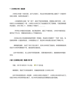 2025年大林和小林读后感