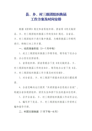 2025年组织换届工作方案及时间安排