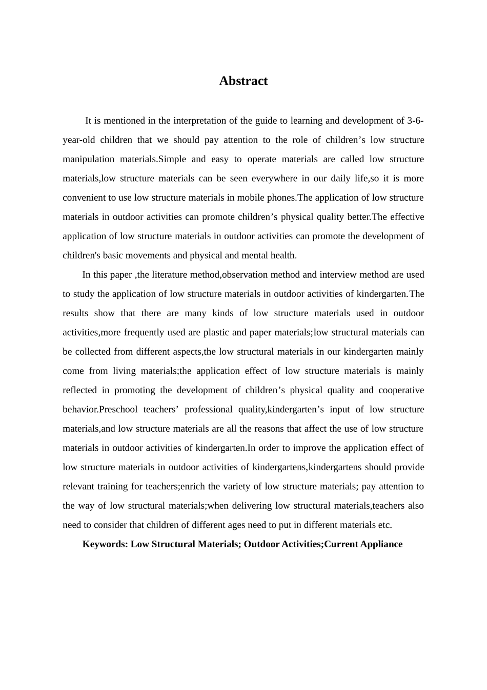 低结构材料在幼儿园户外活动中的运用现状研究——以某幼儿园为例  学前教育专业_第2页