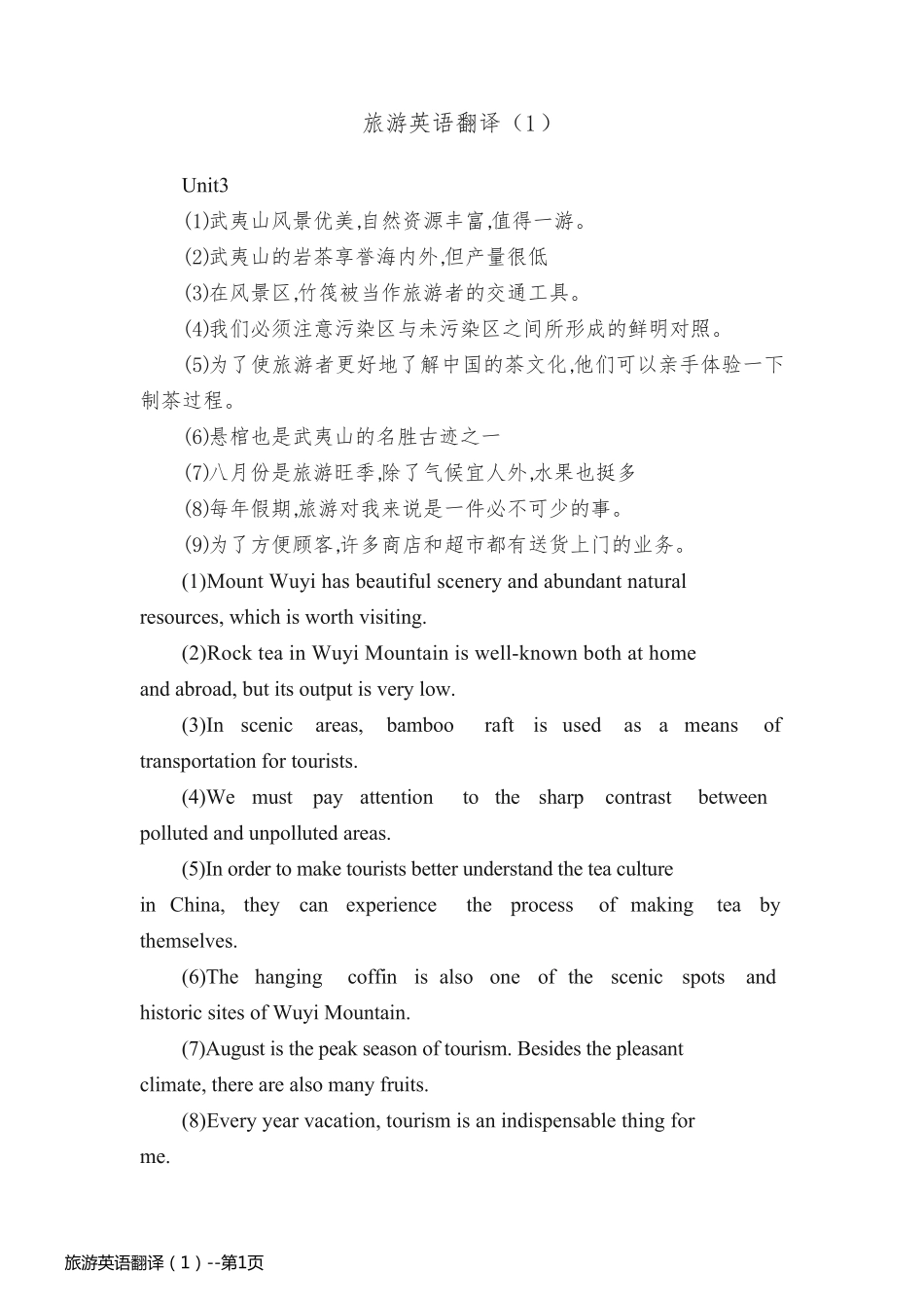 旅游英语翻译（1）_第1页