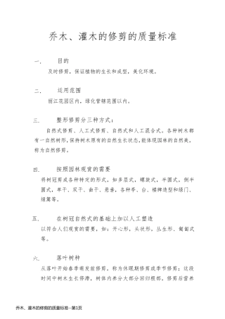 乔木、灌木的修剪的质量标准